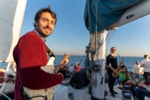 Jazz and Chill Out Sailing in Barcelona - Catamaran Orsom onboard: seats, bar service, and the onboard basics