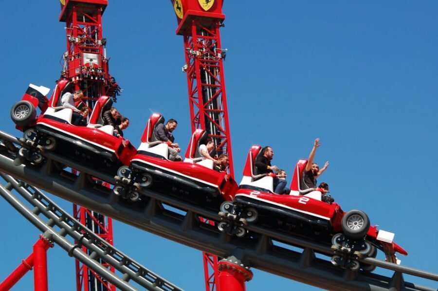 Salou: PortAventura Ferrari Land Admission Ticket - The F1 driver experience zone: simulator fun with one seating warning